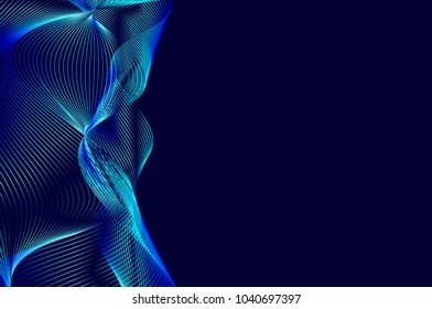 Abstract wave lines - blue - vector pattern