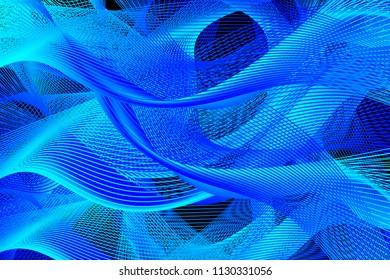 Abstract wave lines - blue - vector pattern