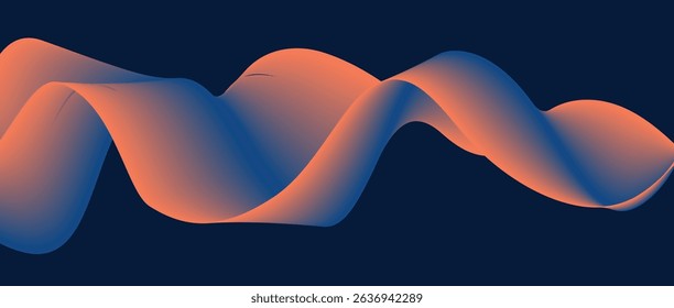Abstract wave lines in blue-orange gradient on dark background. Futuristic and dynamic look, perfect for tech, digital, and modern design projects.