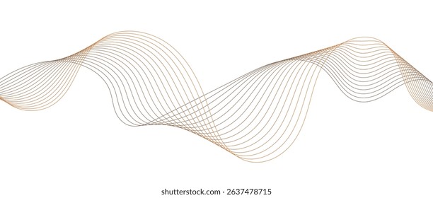 Abstract wave lines in brown gradient on white background. Futuristic and dynamic look, perfect for tech, digital, and modern design projects.