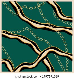 Abstract wave lines with chain pattern. EPS10 Illustration