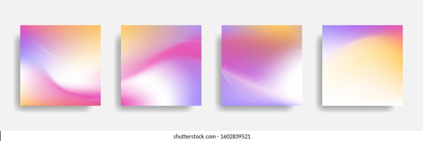 Abstract wave lines colorful background set, graphic banner cover and advertising design layout template. Eps10 vector.