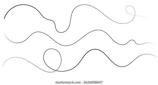 Abstract Wave Lines Design for Modern Backgrounds. This image showcases a collection of elegant, flowing wave-like lines against a clean white background.