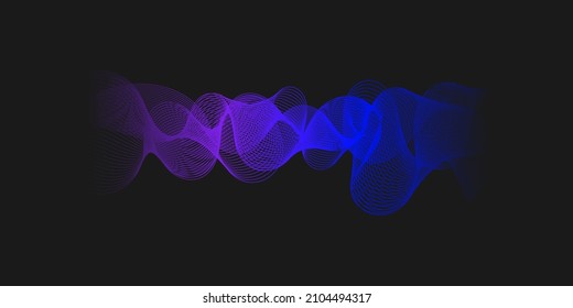Abstract wave lines dynamic flowing colorful light isolated on black background. Vector illustration design element in the concept of technology, modern.