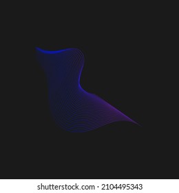 Abstract wave lines dynamic flowing colorful light isolated on black background. Vector illustration design element in the concept of technology, modern.