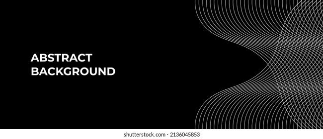Abstract wave lines dynamic flowing white light isolated on black background. Vector illustration design element in the concept of technology, modern.