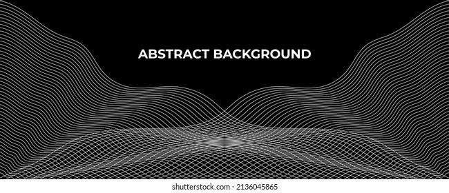 Abstract wave lines dynamic flowing white light isolated on black background. Vector illustration design element in the concept of technology, modern.