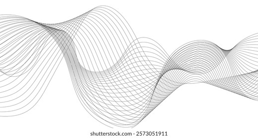 Abstract wave lines dynamic flowing colorful light isolated background. illustration design element in concept of music, Grey wave swirl, Stylized line art background. Vector,