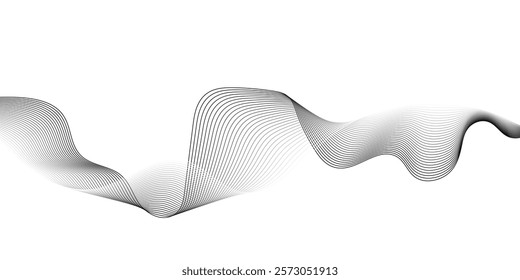 Abstract wave lines dynamic flowing colorful light isolated background. illustration design element in concept of music, Grey wave swirl, Stylized line art background. Vector,