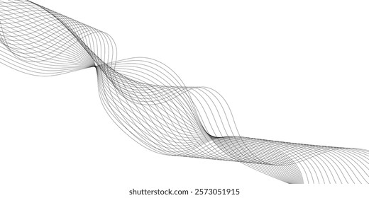 Abstract wave lines dynamic flowing colorful light isolated background. illustration design element in concept of music, Grey wave swirl, Stylized line art background. Vector,