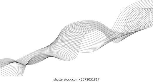 Abstract wave lines dynamic flowing colorful light isolated background. illustration design element in concept of music, Grey wave swirl, Stylized line art background. Vector,