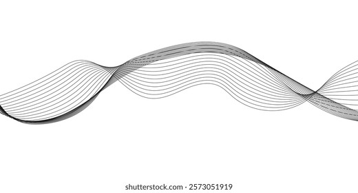 Abstract wave lines dynamic flowing colorful light isolated background. illustration design element in concept of music, Grey wave swirl, Stylized line art background. Vector,