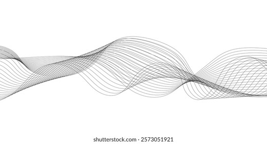 Abstract wave lines dynamic flowing colorful light isolated background. illustration design element in concept of music, Grey wave swirl, Stylized line art background. Vector,