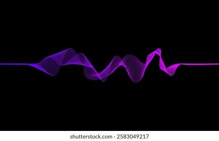 Abstract wave lines dynamic flowing colorful light isolated on black background. Vector illustration design element in concept of music, party, technology, modern.