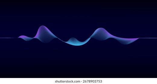 Linhas de onda abstratas fluxo dinâmico luz colorida isolada no fundo preto. Elemento de design de ilustração vetorial no conceito de música, festa, tecnologia, moderno.