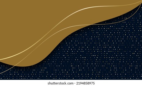 Abstract wave lines elements with glowing light on dark background luxury style. Vector graphic illustration.