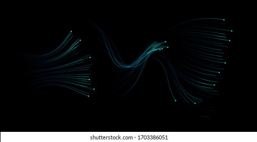 Abstract wave lines flowing for data transmission visualization. Graphic concept for your design