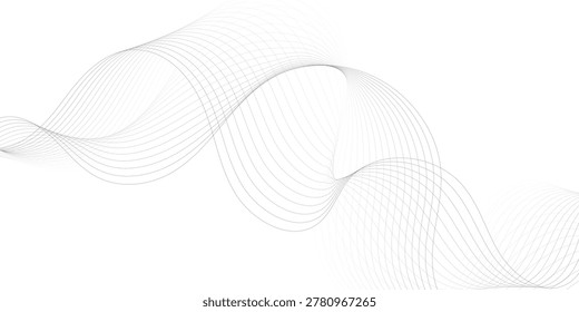 Abstract wave lines flowing on white background, vector design element for modern business presentation, brochure, flyer or poster.