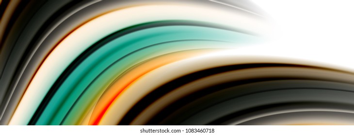 Líneas de onda abstractas rayas de color de fluidos. Ilustración artística vectorial para presentación, fondo de pantalla de aplicación, cartel o afiche