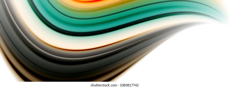 Líneas de onda abstractas rayas de color de fluidos. Ilustración artística vectorial para presentación, fondo de pantalla de aplicación, cartel o afiche