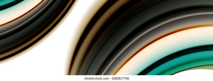 Líneas de onda abstractas rayas de color de fluidos. Ilustración artística vectorial para presentación, fondo de pantalla de aplicación, cartel o afiche