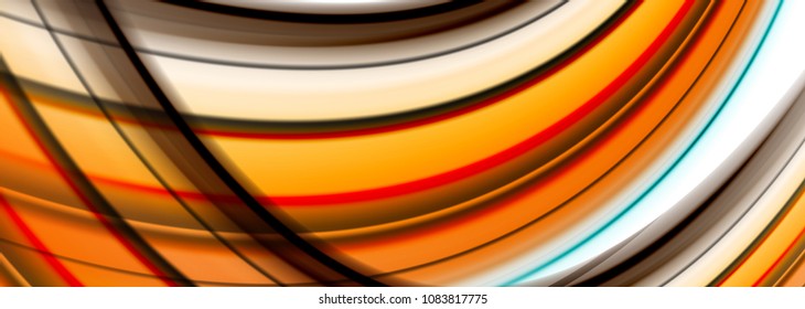 Líneas de onda abstractas rayas de color de fluidos. Ilustración artística vectorial para presentación, fondo de pantalla de aplicación, cartel o afiche