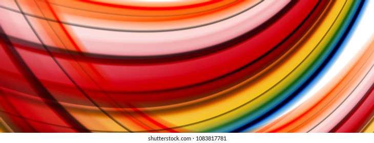 Líneas de onda abstractas rayas de color de fluidos. Ilustración artística vectorial para presentación, fondo de pantalla de aplicación, cartel o afiche