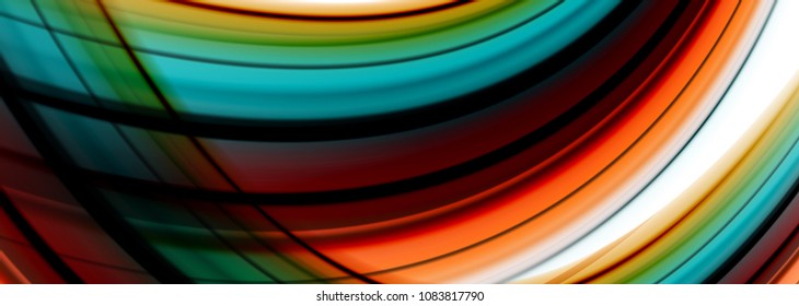 Líneas de onda abstractas rayas de color de fluidos. Ilustración artística vectorial para presentación, fondo de pantalla de aplicación, cartel o afiche