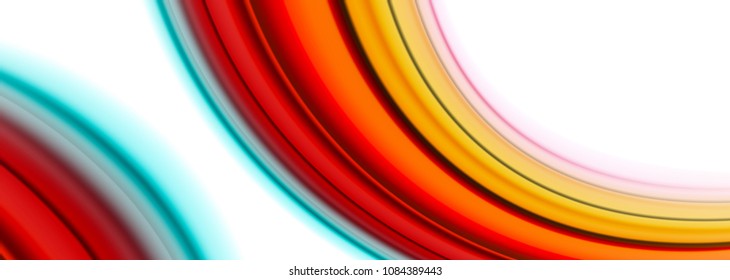 Líneas de onda abstractas rayas de color de fluidos. Ilustración artística vectorial para presentación, fondo de pantalla de aplicación, cartel o afiche