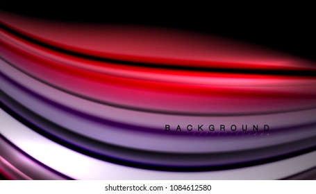 Abstract wave lines fluid color stripes on black background. Vector artistic illustration for presentation, app wallpaper, banner or poster