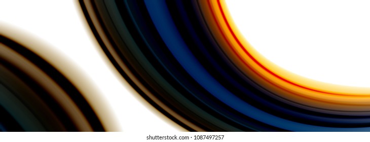 Líneas de onda abstractas rayas de color de fluidos. Ilustración artística vectorial para presentación, fondo de pantalla de aplicación, cartel o afiche