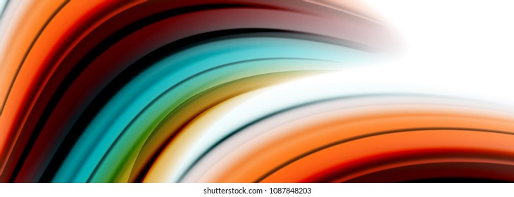 Abstrakte Wellenlinien Flüssigkeitsfarbstreifen. Vektorgrafik zur Präsentation, App-Bildschirmhintergrund, Banner oder Poster
