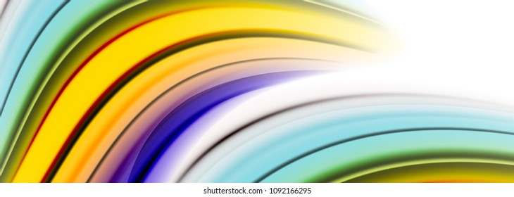 Abstrakte Wellenlinien Flüssigkeitsfarbstreifen. Vektorgrafik zur Präsentation, App-Bildschirmhintergrund, Banner oder Poster