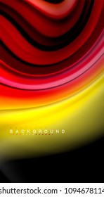 Abstract wave lines fluid rainbow style color stripes on black background. Vector artistic illustration for presentation, app wallpaper, banner or poster