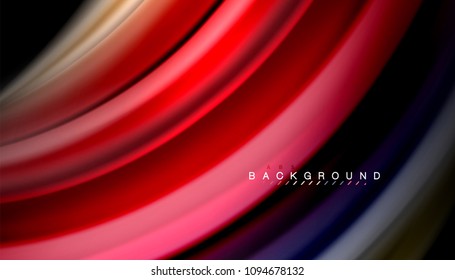Abstract wave lines fluid rainbow style color stripes on black background. Vector artistic illustration for presentation, app wallpaper, banner or poster