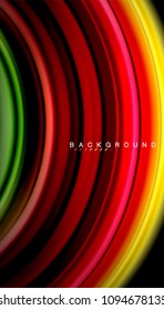 Abstract wave lines fluid rainbow style color stripes on black background. Vector artistic illustration for presentation, app wallpaper, banner or poster