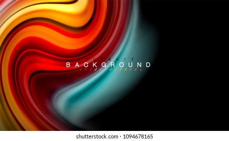 Abstract wave lines fluid rainbow style color stripes on black background. Vector artistic illustration for presentation, app wallpaper, banner or poster