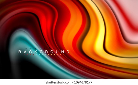 Abstract wave lines fluid rainbow style color stripes on black background. Vector artistic illustration for presentation, app wallpaper, banner or poster