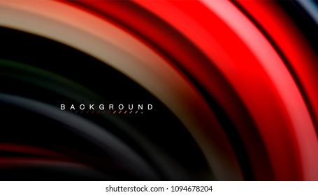 Abstract wave lines fluid rainbow style color stripes on black background. Vector artistic illustration for presentation, app wallpaper, banner or poster