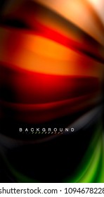 Abstract wave lines fluid rainbow style color stripes on black background. Vector artistic illustration for presentation, app wallpaper, banner or poster