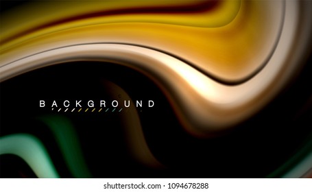 Abstract wave lines fluid rainbow style color stripes on black background. Vector artistic illustration for presentation, app wallpaper, banner or poster