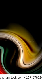 Abstract wave lines fluid rainbow style color stripes on black background. Vector artistic illustration for presentation, app wallpaper, banner or poster
