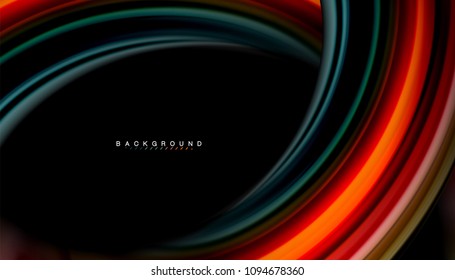 Abstract wave lines fluid rainbow style color stripes on black background. Vector artistic illustration for presentation, app wallpaper, banner or poster