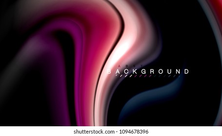 Abstract wave lines fluid rainbow style color stripes on black background. Vector artistic illustration for presentation, app wallpaper, banner or poster