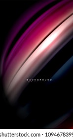 Abstract wave lines fluid rainbow style color stripes on black background. Vector artistic illustration for presentation, app wallpaper, banner or poster