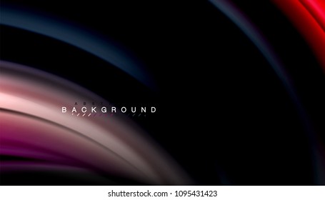 Abstract wave lines fluid rainbow style color stripes on black background. Vector artistic illustration for presentation, app wallpaper, banner or poster