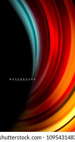 Abstract wave lines fluid rainbow style color stripes on black background. Vector artistic illustration for presentation, app wallpaper, banner or poster