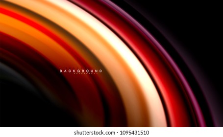 Abstract wave lines fluid rainbow style color stripes on black background. Vector artistic illustration for presentation, app wallpaper, banner or poster