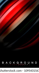 Abstract wave lines fluid rainbow style color stripes on black background. Vector artistic illustration for presentation, app wallpaper, banner or poster