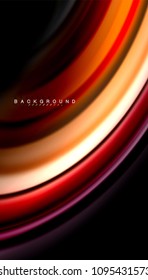 Abstract wave lines fluid rainbow style color stripes on black background. Vector artistic illustration for presentation, app wallpaper, banner or poster